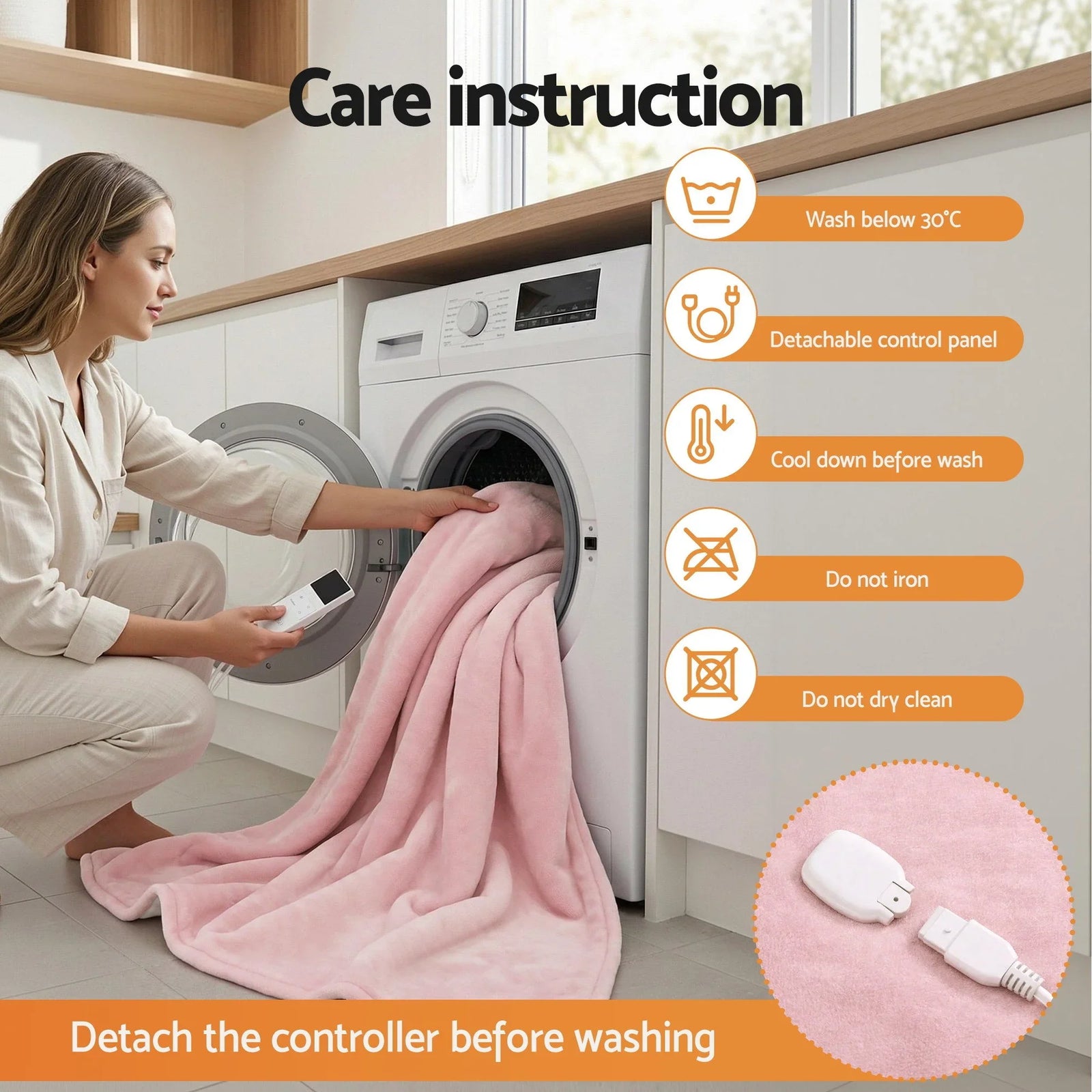 Electric Throw Rug Dual Side Fleece Flannel Heated Blanket Pink