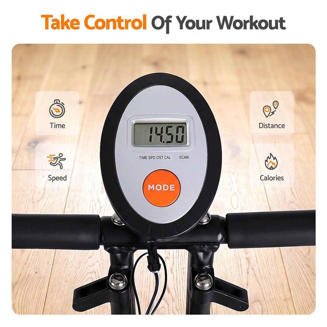 Folding Magnetic Exercise X Bike 8 Resistance Levels Ropes Black 100kg