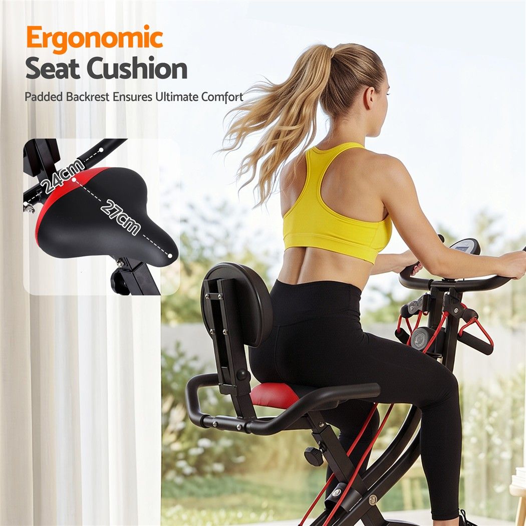 Folding Magnetic Exercise X Bike 8 Resistance Levels Ropes Black 100kg