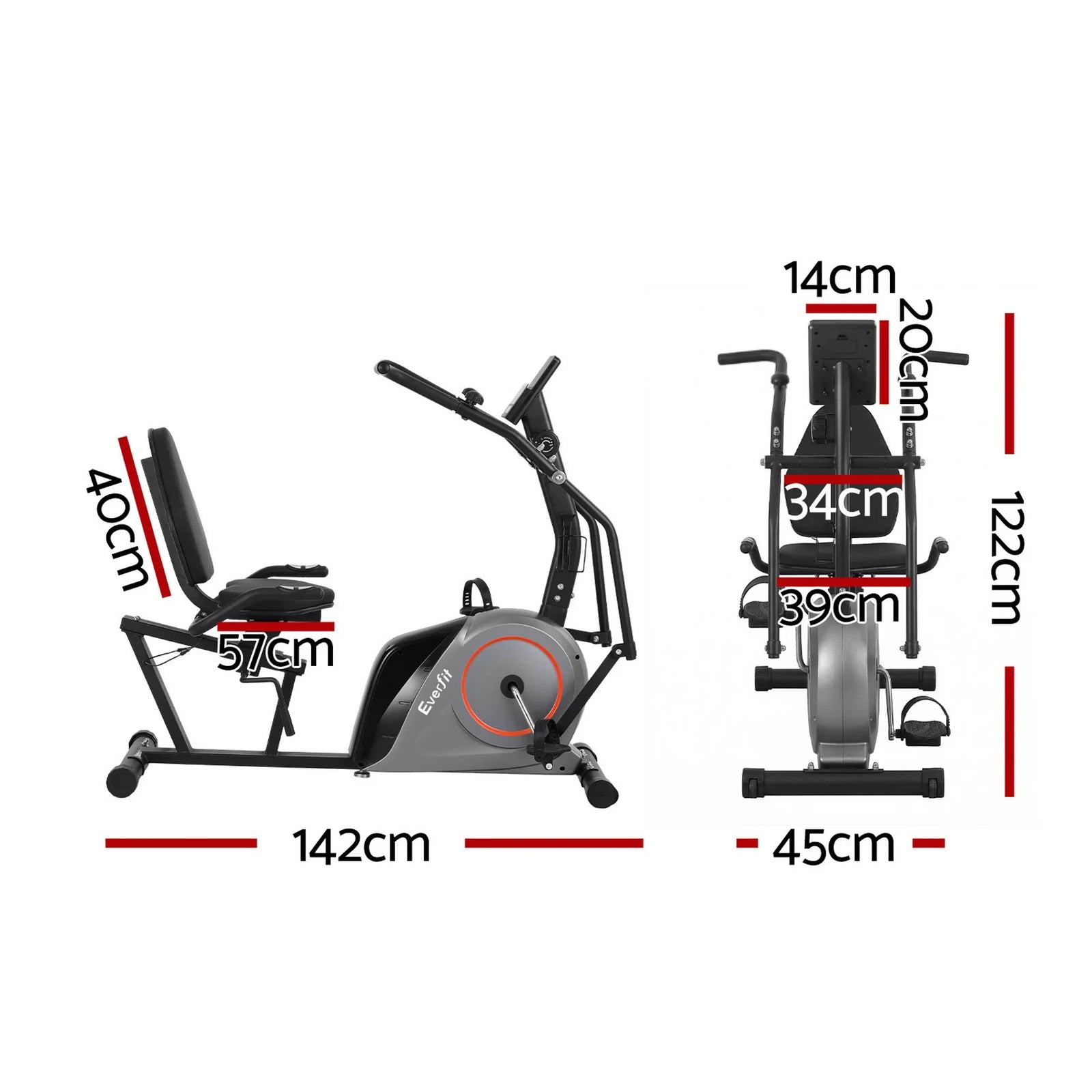 Exercise Bike Recumbent Cycling Magnetic Bluetooth App Connect Home Gym