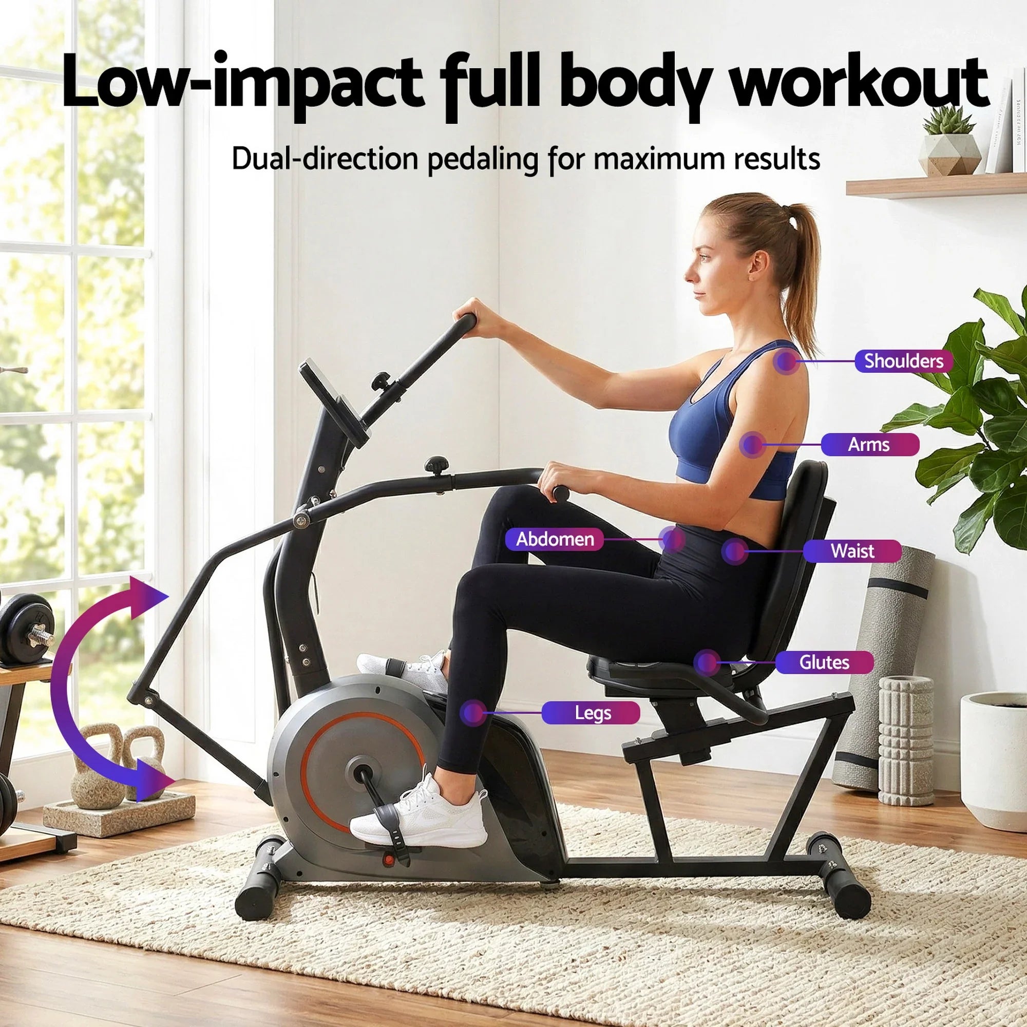 Exercise Bike Recumbent Cycling Magnetic Bluetooth App Connect Home Gym