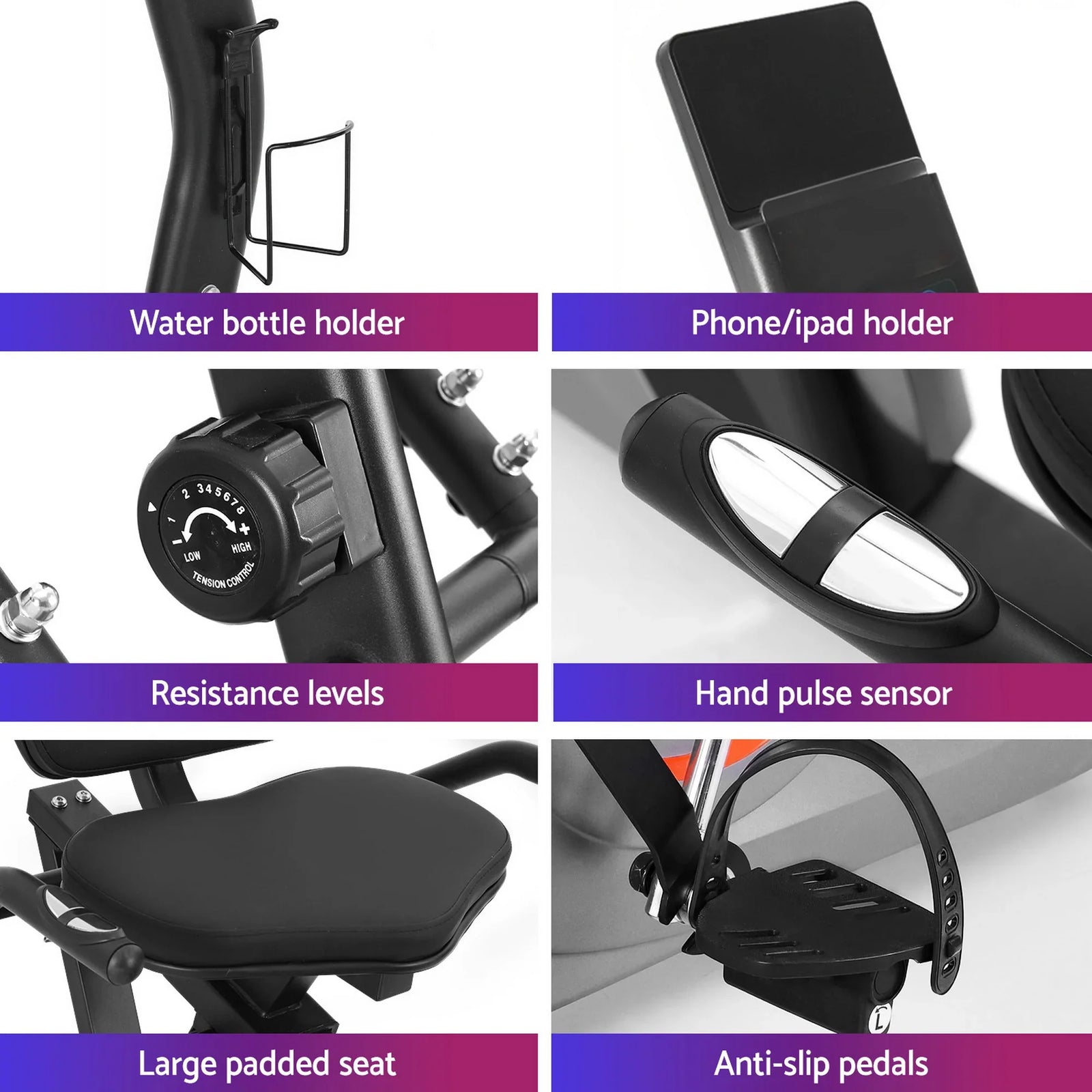 Exercise Bike Recumbent Cycling Magnetic Bluetooth App Connect Home Gym