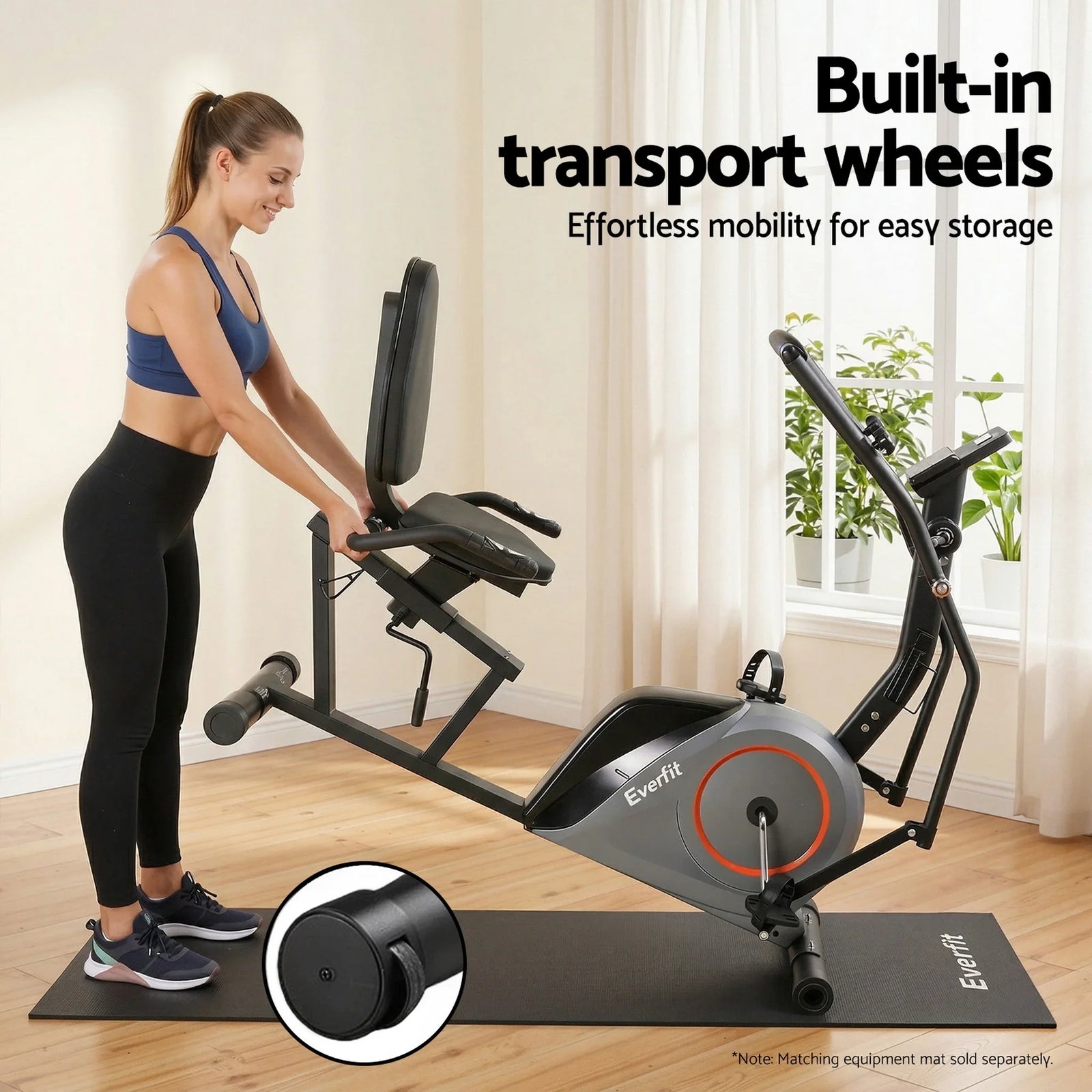Exercise Bike Recumbent Cycling Magnetic Bluetooth App Connect Home Gym