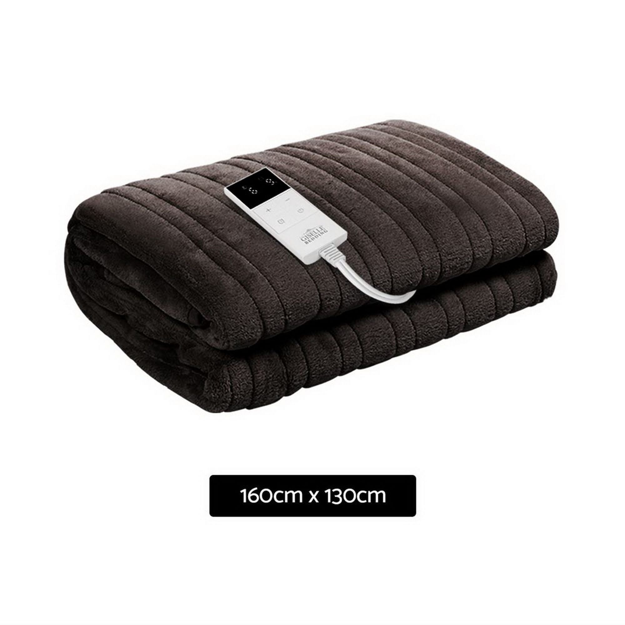 Electric Heated Throw Rug – 9 Heat Levels, 9‑Hr Timer, Coral Fleece, Brown