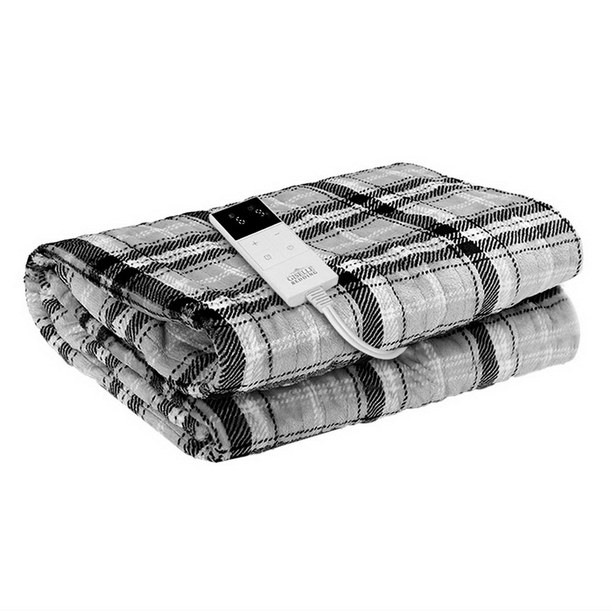 Electric Heated Throw Rug – 9 Heat Levels, 9‑Hr Timer, Flannel Fleece, Checkered