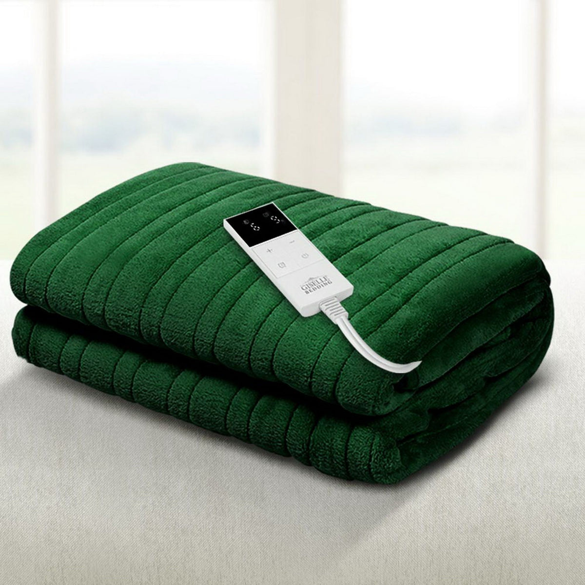 Electric Heated Throw Blanket 160x130cm Washable Flannel Rug Green