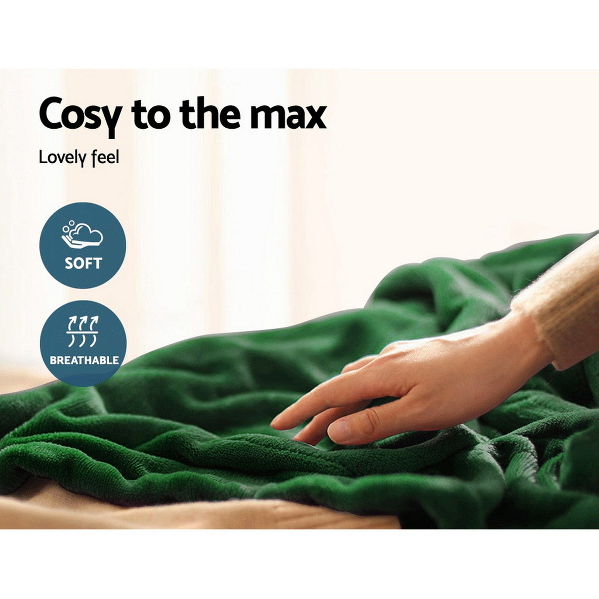 Electric Heated Throw Blanket 160x130cm Washable Flannel Rug Green