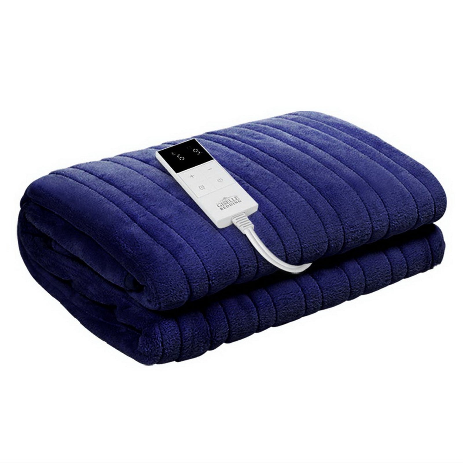 Electric Heated Throw Rug – 9 Heat Levels, 9‑Hr Timer, Coral Fleece, Navy