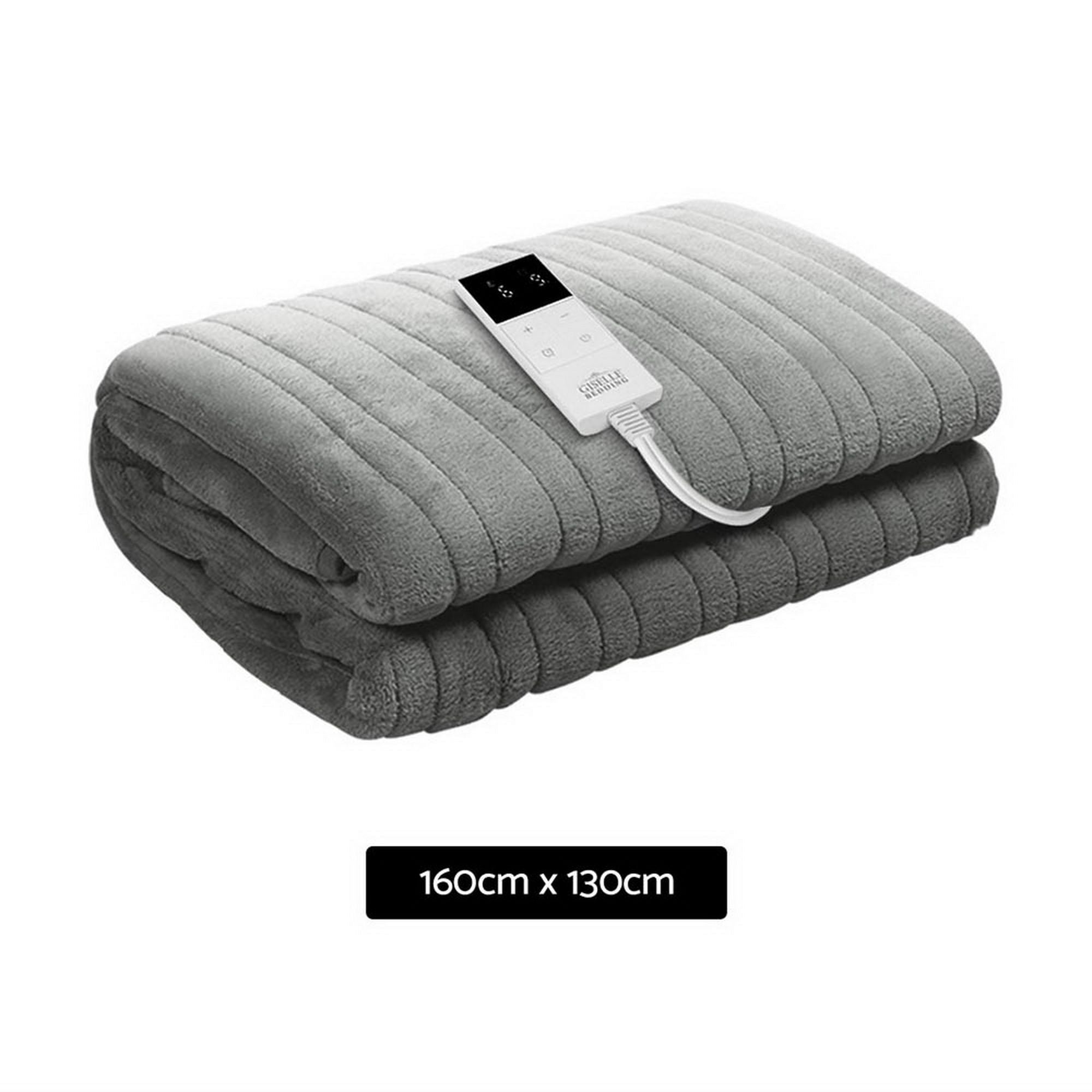 Electric Heated Throw Rug – 9 Heat Levels, 9‑Hr Timer, Coral Fleece, Silver