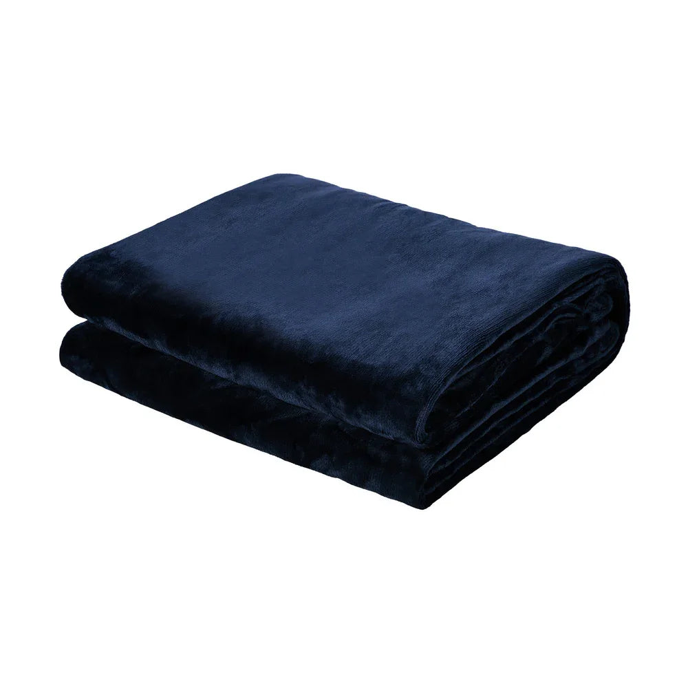 Electric Throw Rug Washable Heated Blanket Fleece Winter Blue