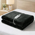 Electric Throw Rug Washable Heated Blanket Fleece Charcoal