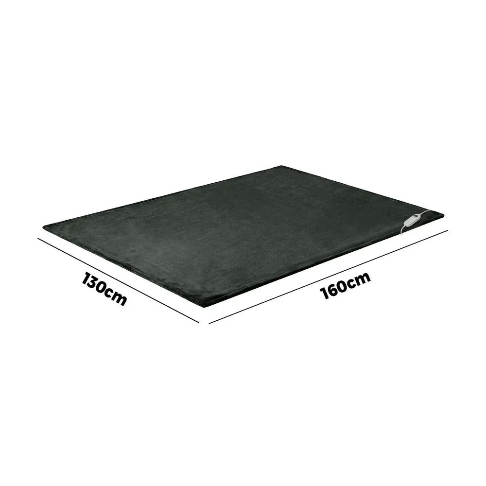 Electric Throw Rug Washable Heated Blanket Fleece Charcoal