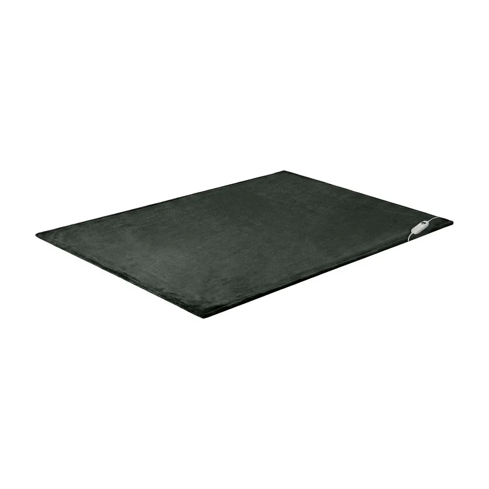 Electric Throw Rug Washable Heated Blanket Fleece Charcoal