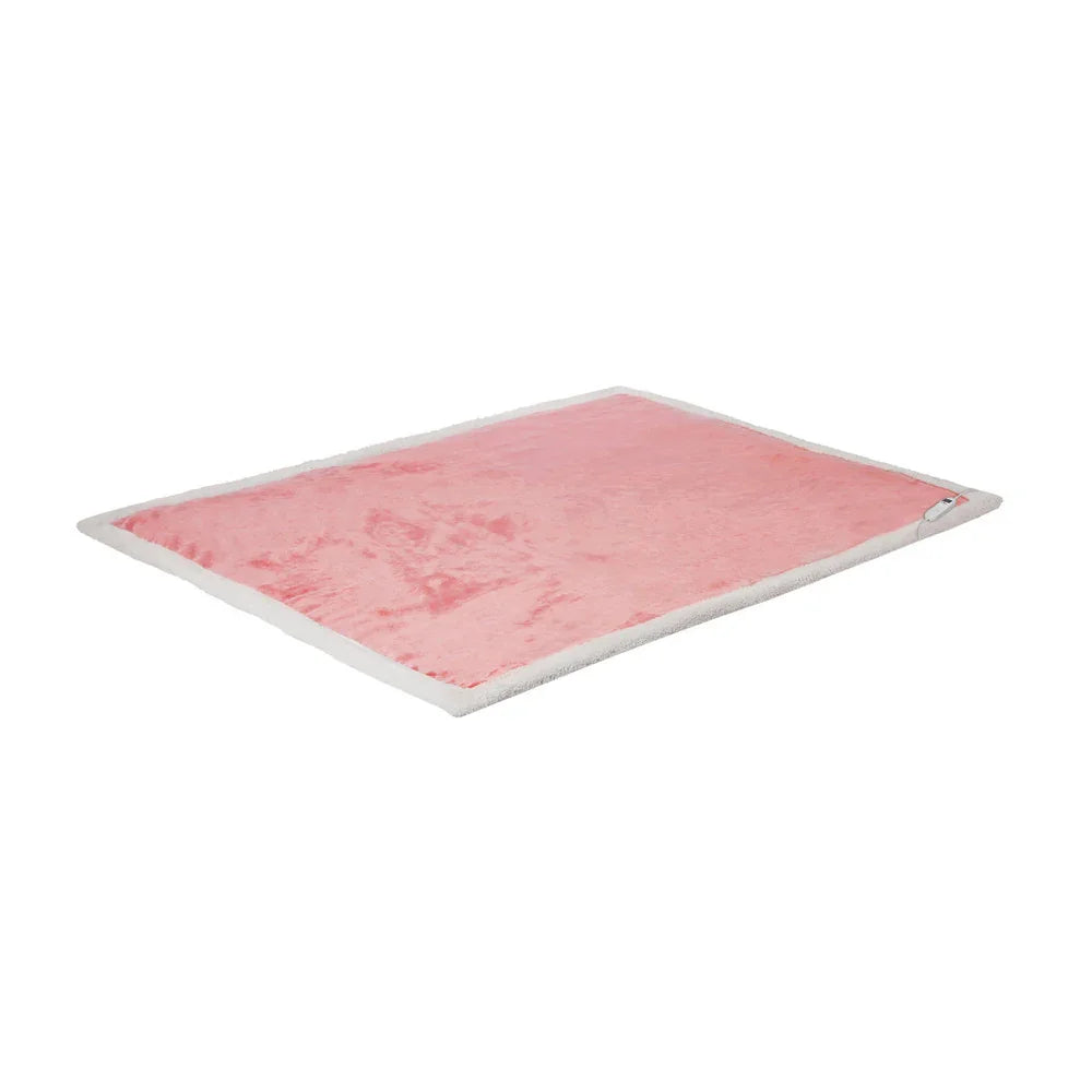 Electric Throw Rug Dual Side Heated Blanket Flannel & Sherpa Pink