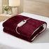 Electric Throw Rug Heated Blanket Flannel&Sherpa Burgundy