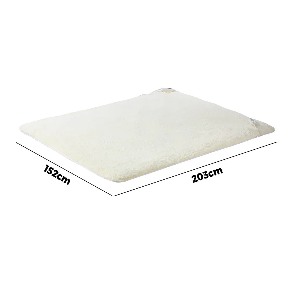 Electric Heated Blanket Fitted Fleece Underlay Winter Pad Queen