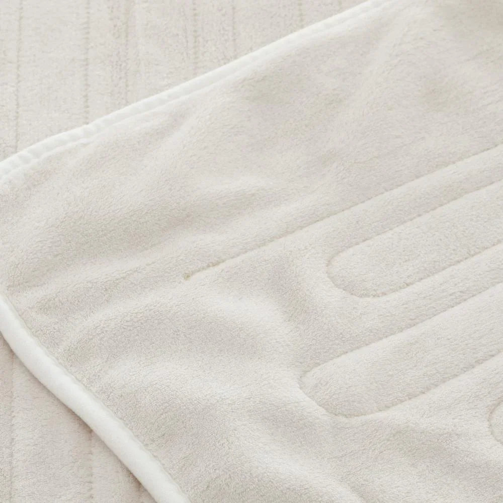 Electric Heated Throw Rug Washable Flannel Cream