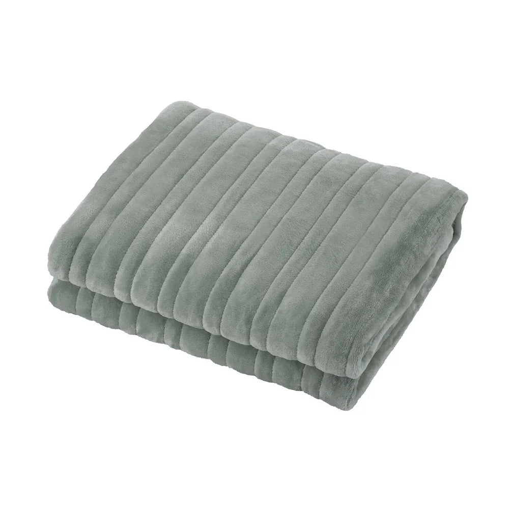 Electric Heated Blanket Washable Throw Rug Coral Fleece Light Green