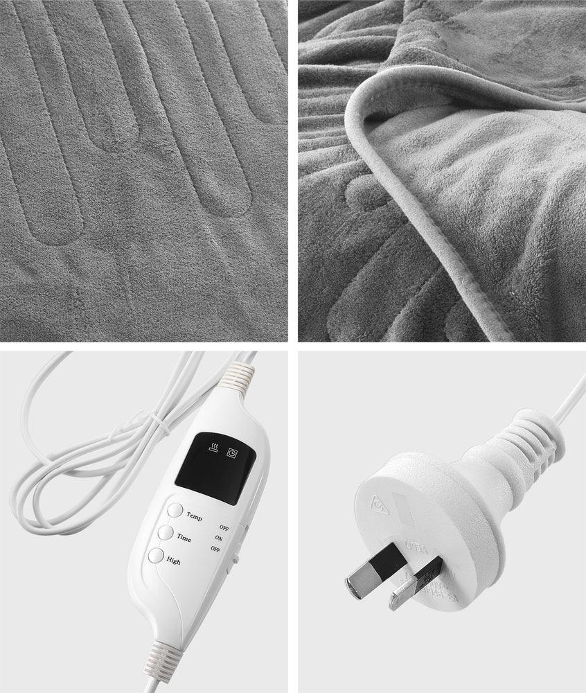 Electric Heated Throw Rug Washable Silver