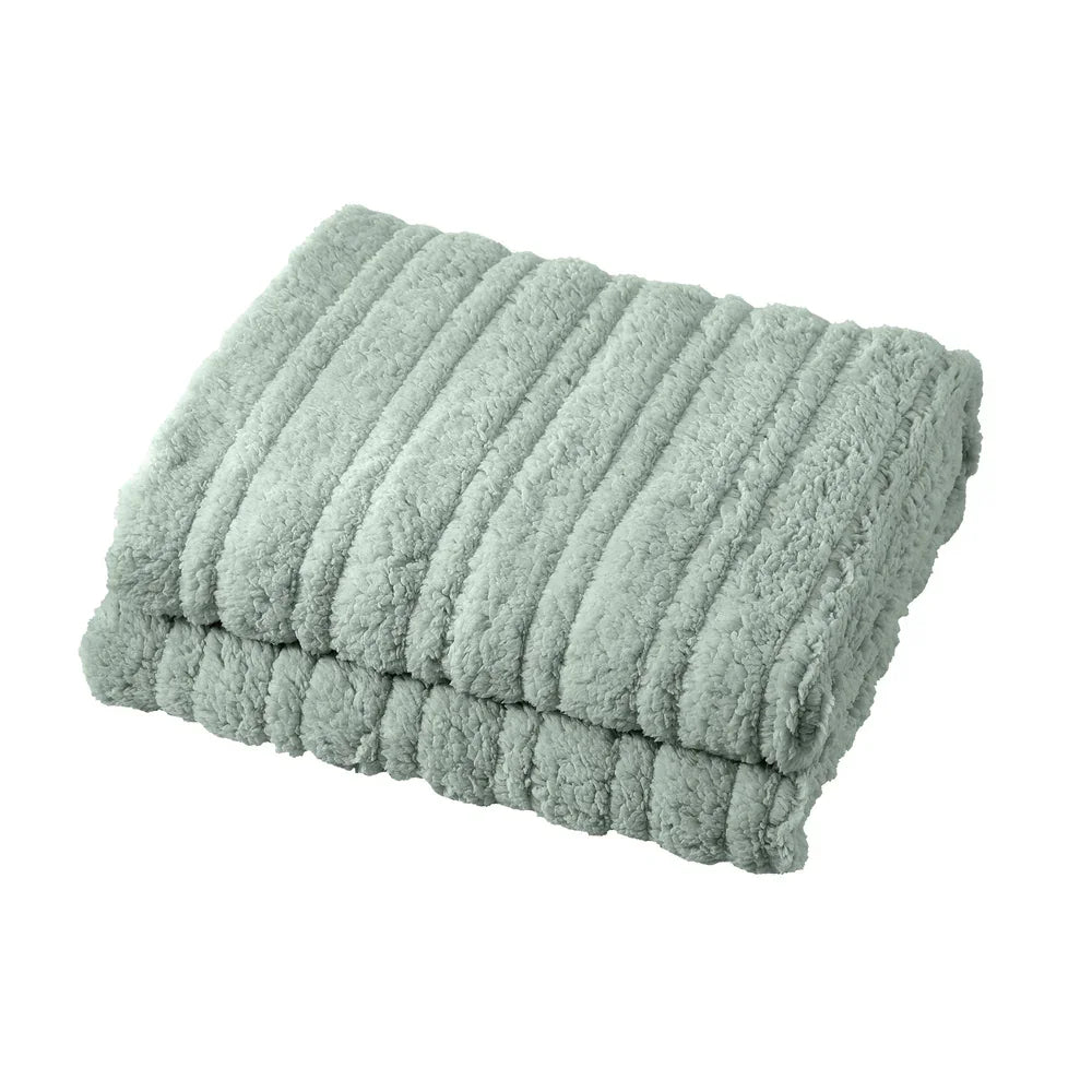 Electric Heated Blanket Washable Throw Rug Sherpa Coral Fleece Green