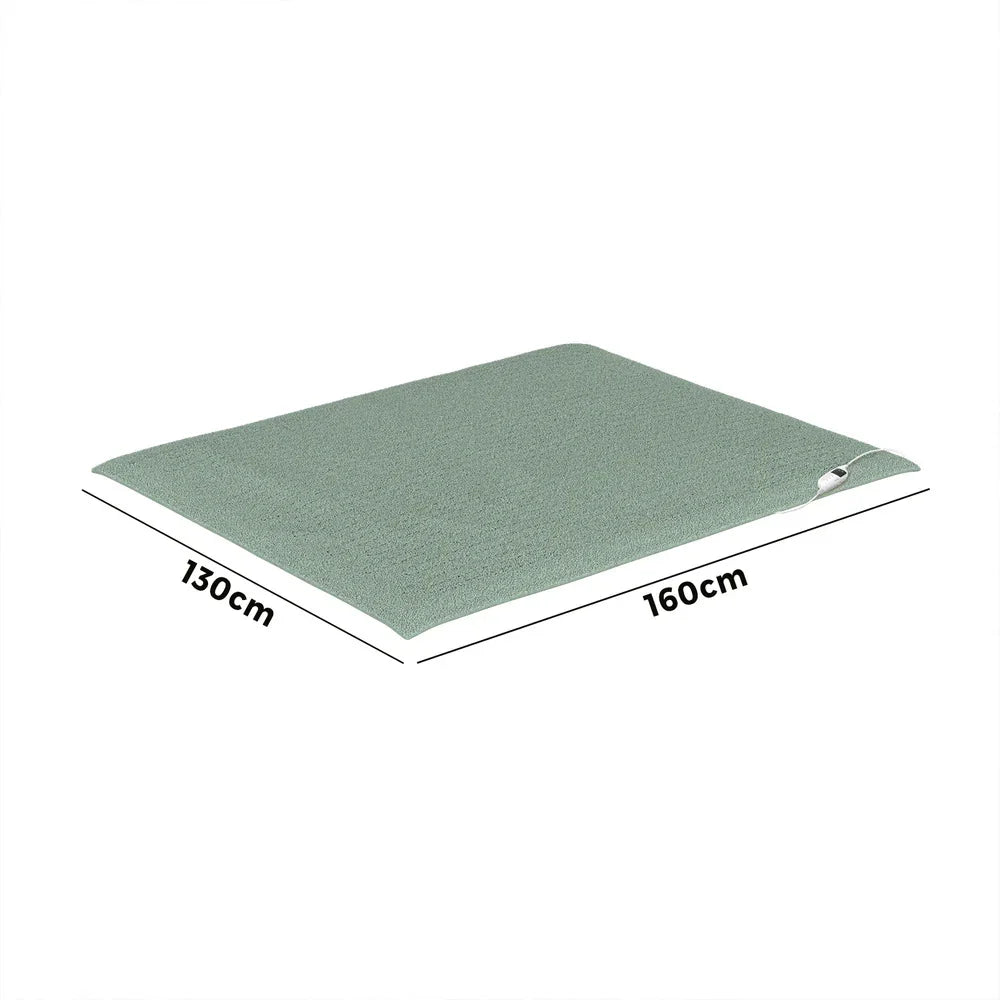 Electric Heated Blanket Washable Throw Rug Sherpa Coral Fleece Green