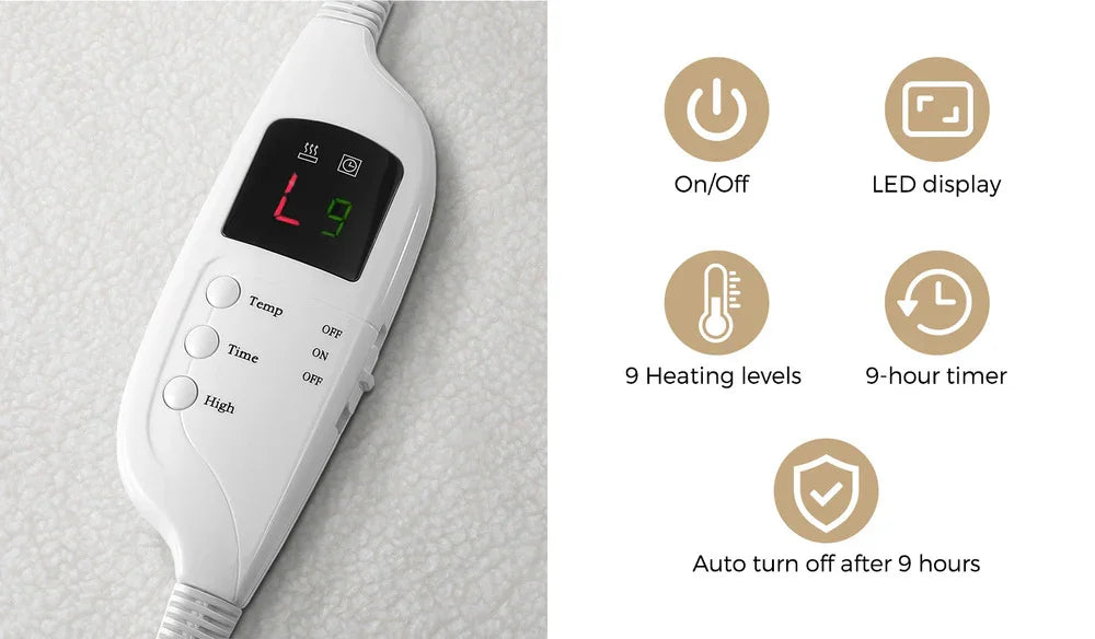 Electric Blanket Fully Fitted Fleece Heated King Single