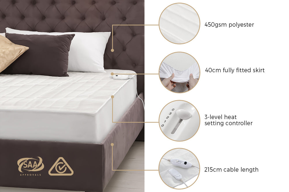 Electric Blanket Heated Fully Fitted Pad King