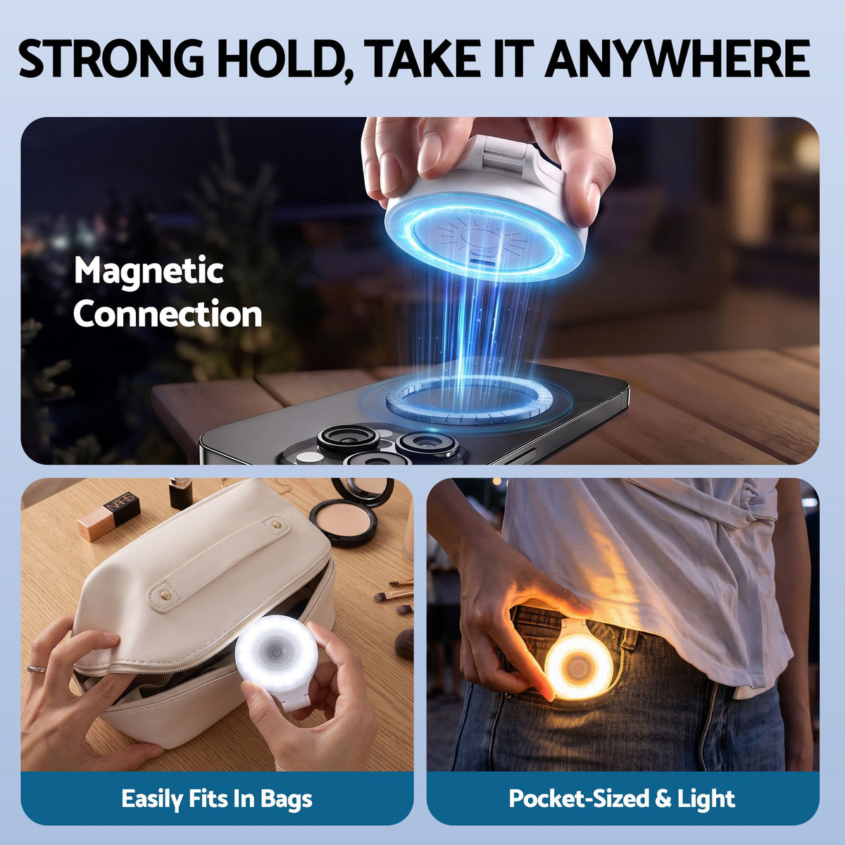 Devanti Magnetic Selfie Ring Light 36 LED Foldable Phone Fill Light CRI95 Type-C
