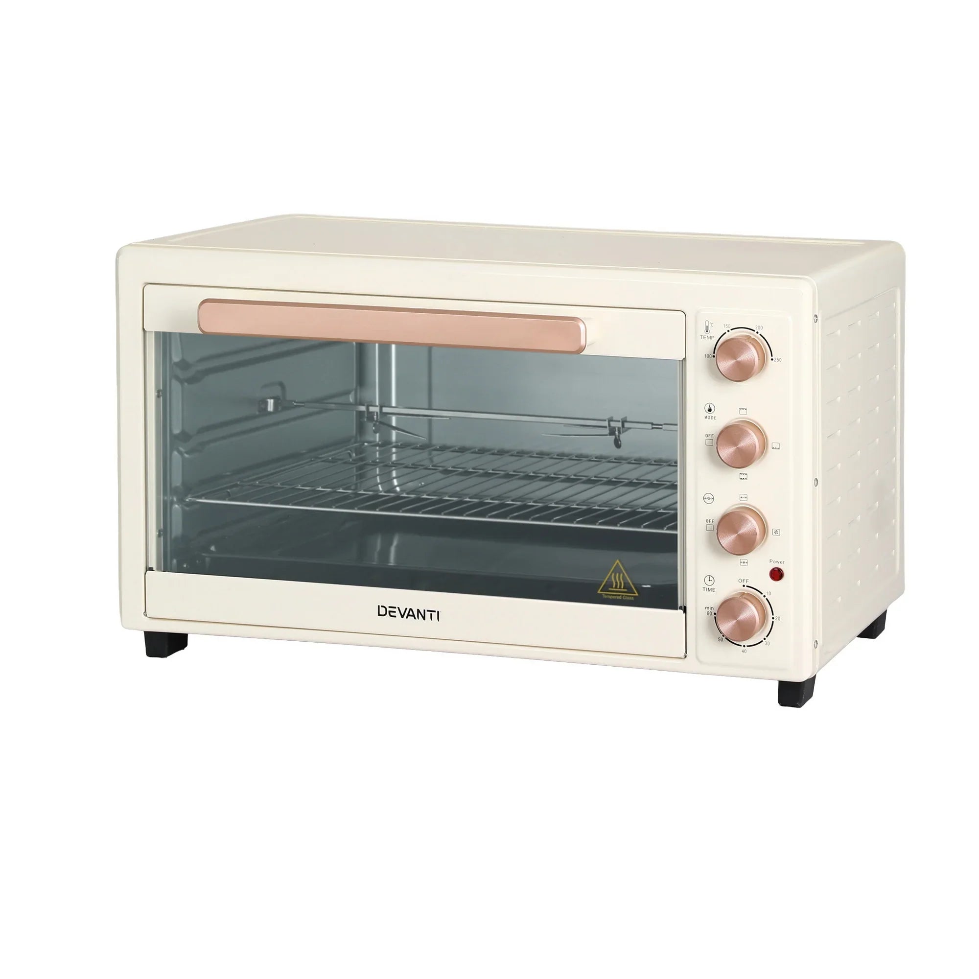 60L Convection Oven Electric Fryer Ovens 2000W Cream
