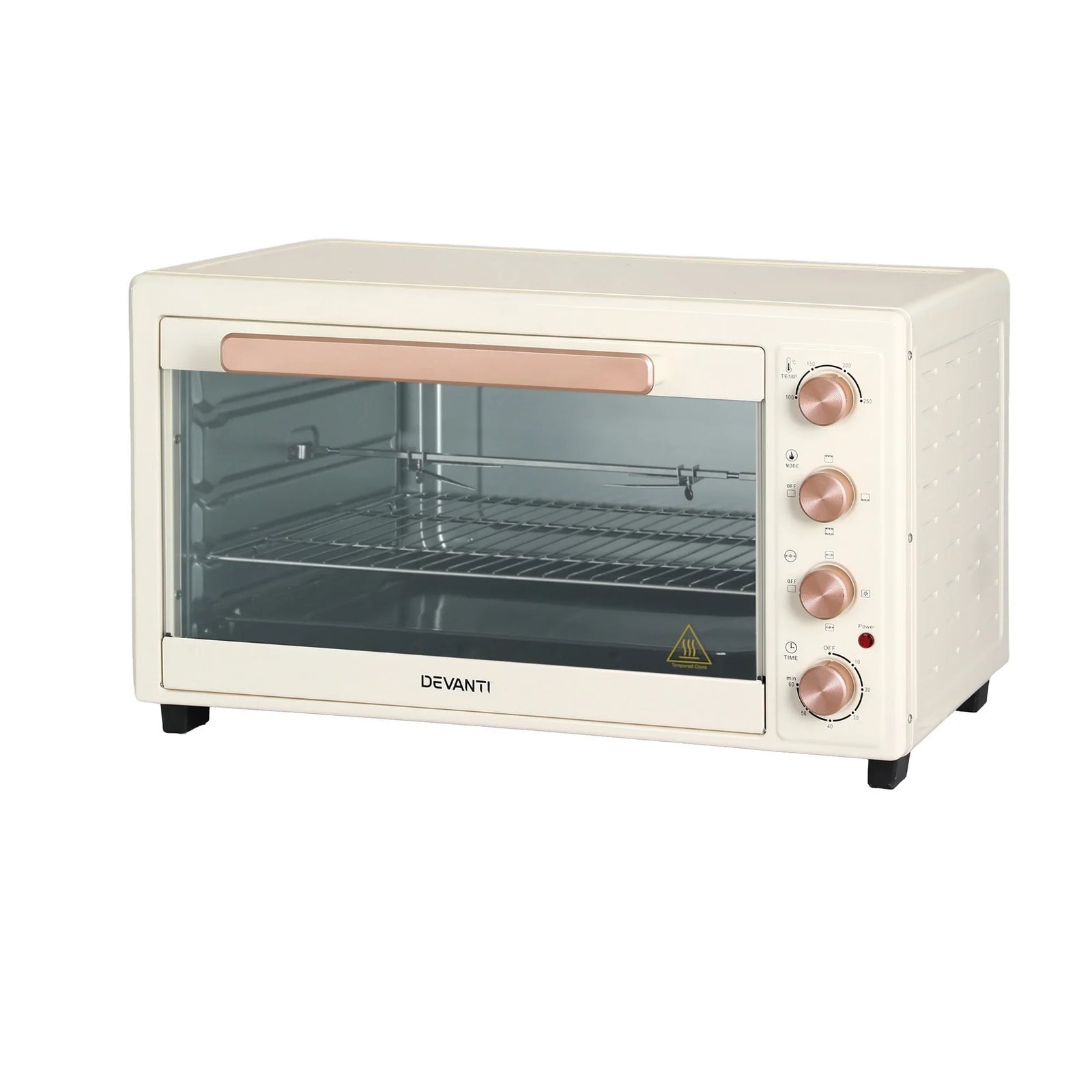 60L Convection Oven Electric Fryer Ovens 2000W Cream