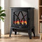 Freestanding Electric Fireplace – 2000W, LED Flame, Thermostat, Black