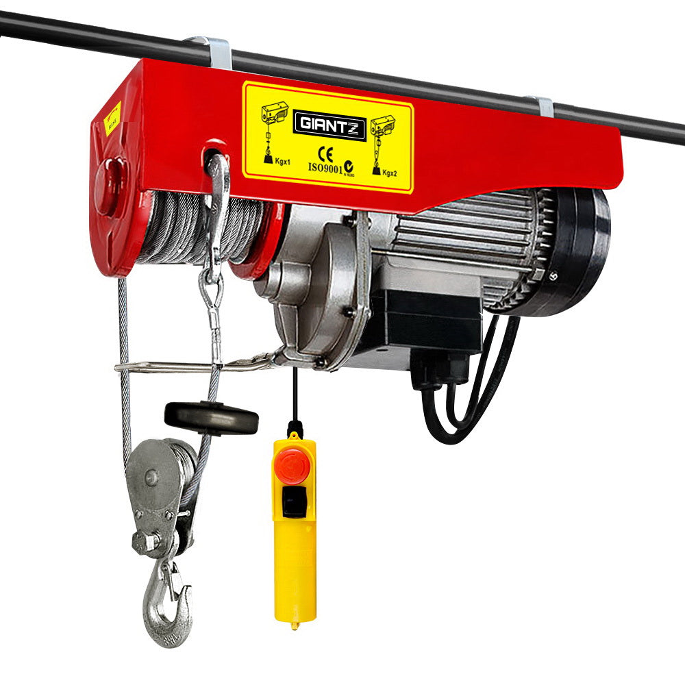800kg Electric Hoist Winch 1300W Wire Rope Lift 18m Cable