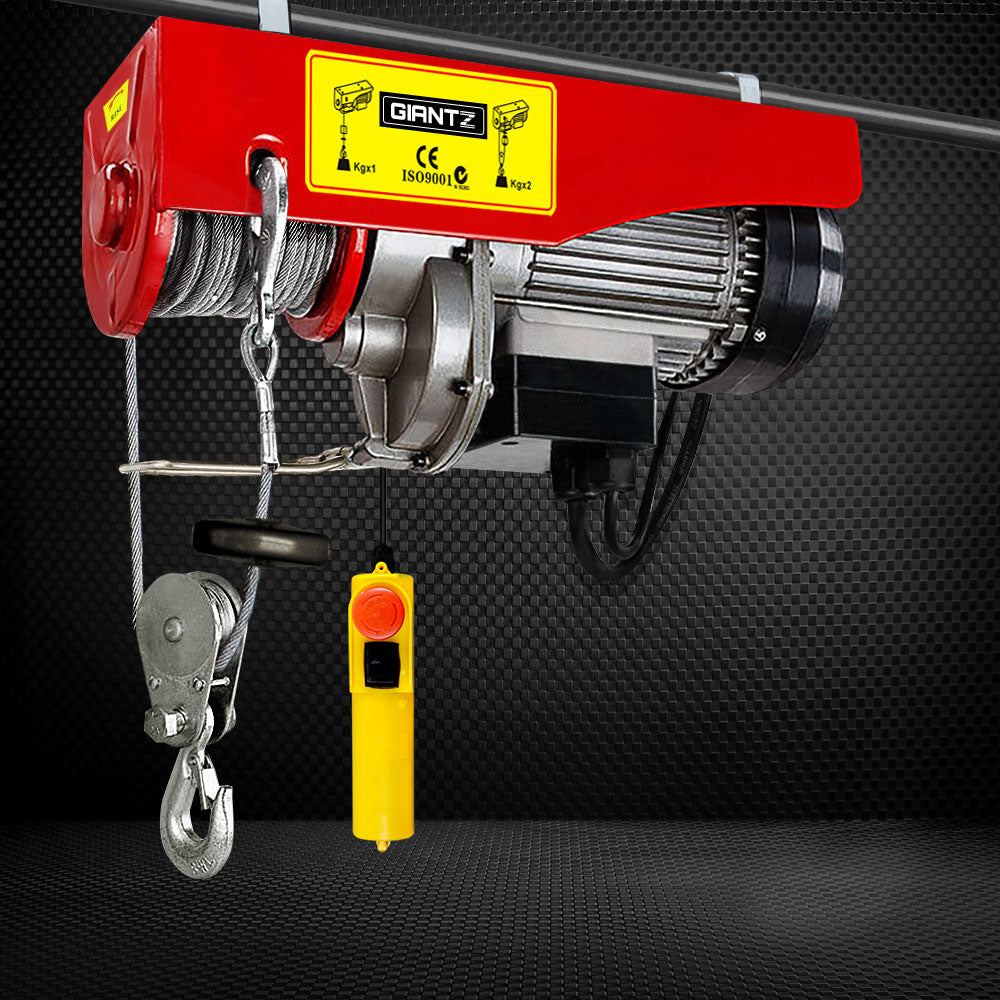 800kg Electric Hoist Winch 1300W Wire Rope Lift 18m Cable