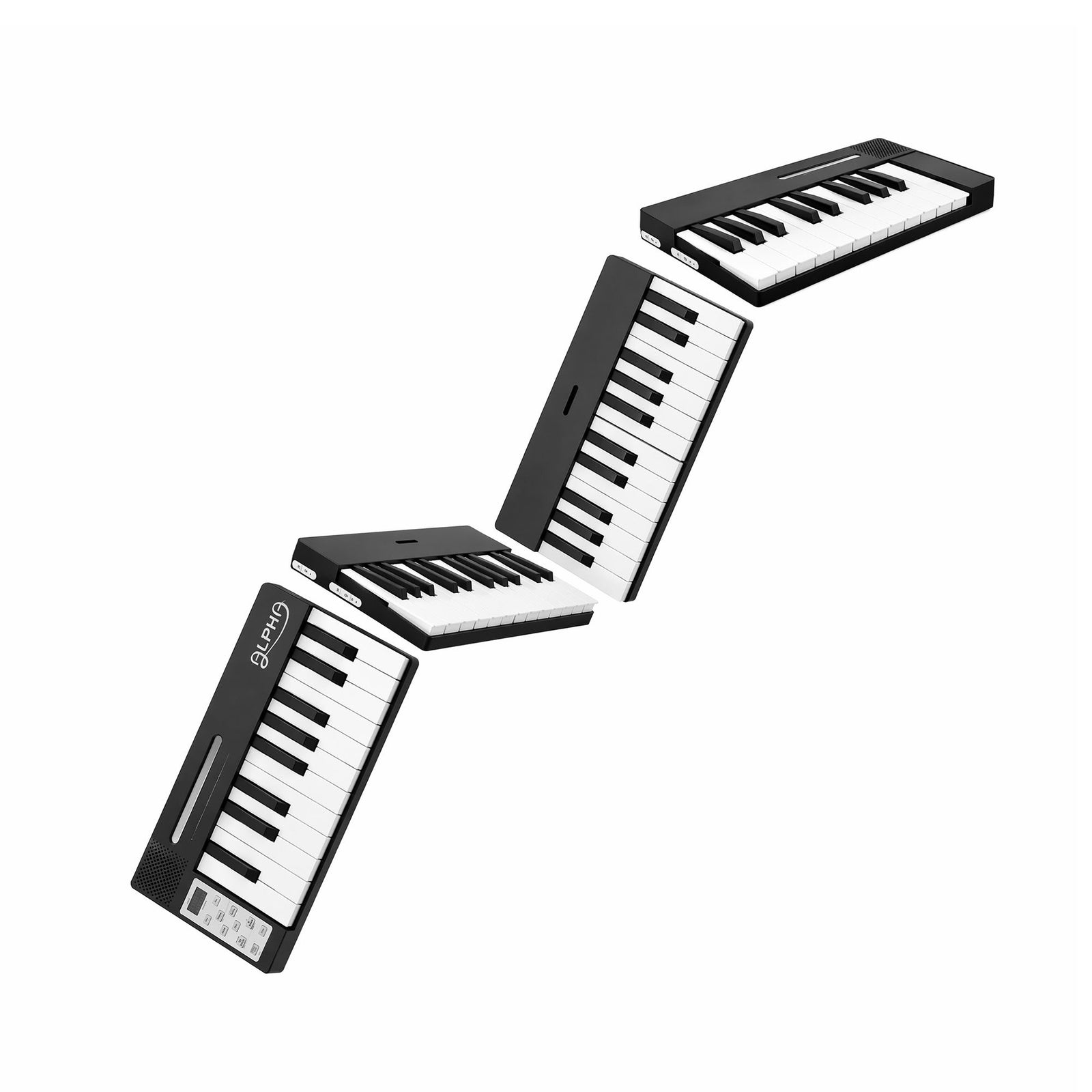 Alpha 88 Key Quad Folding Electronic Keyboard Digital Piano Portable MIDI Bluetooth Black