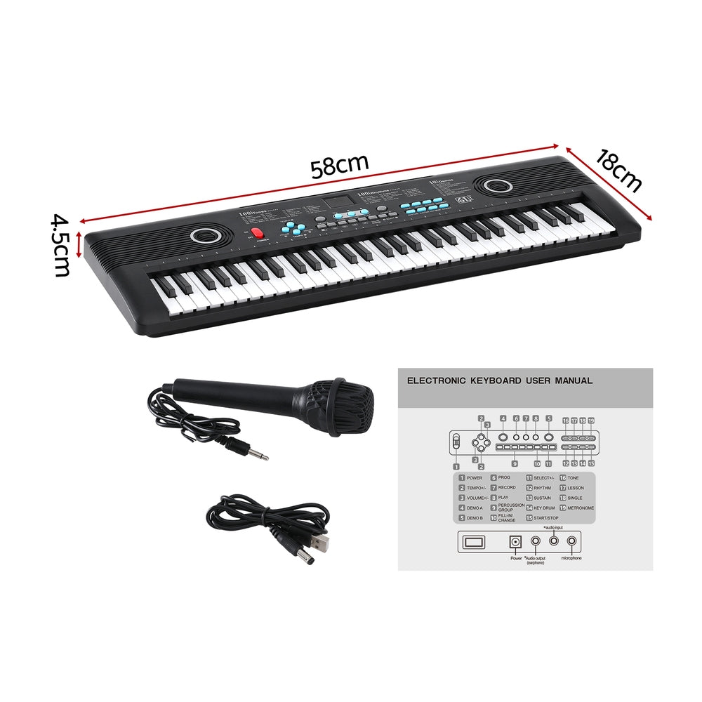 61-Key Digital Piano Keyboard Electric Kids Gift Black
