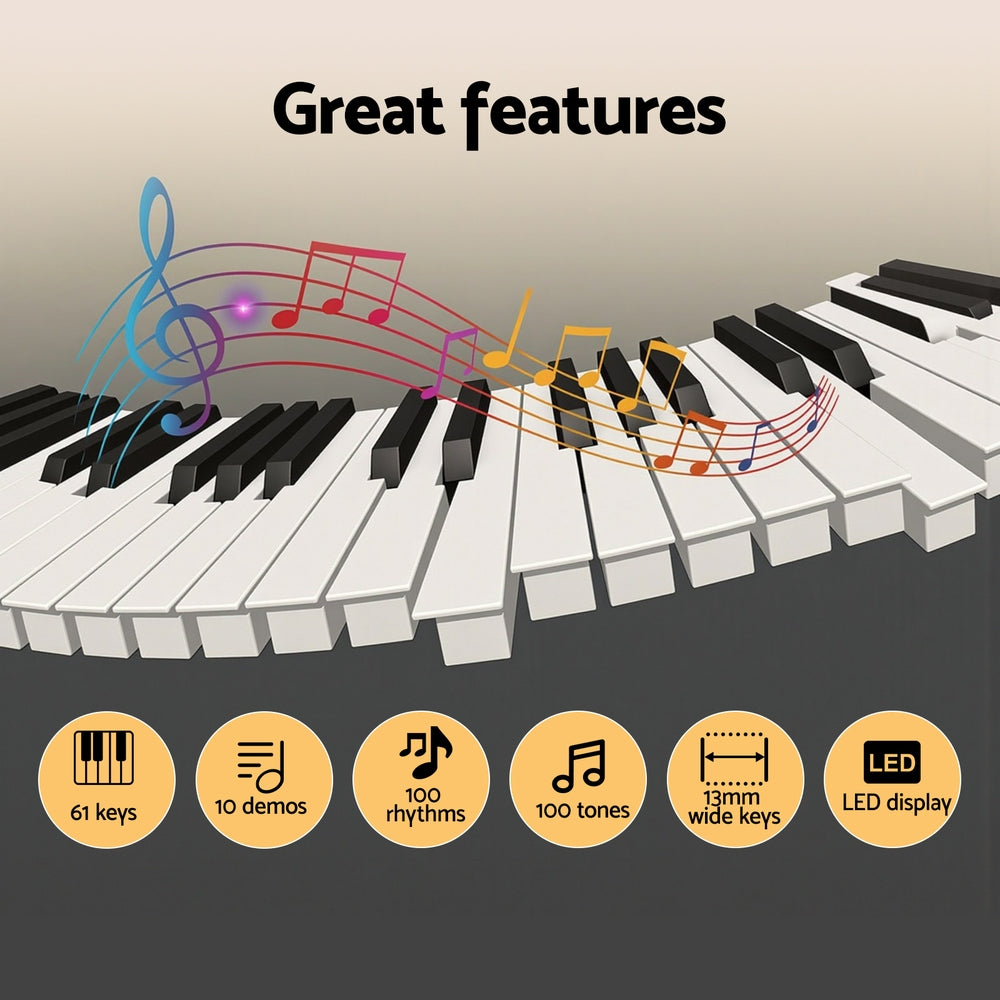 61-Key Digital Piano Keyboard Electric Kids Gift Black