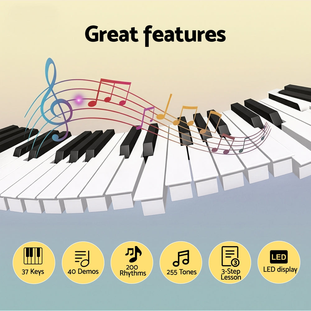 37-Key Digital Piano Keyboard Electric Black