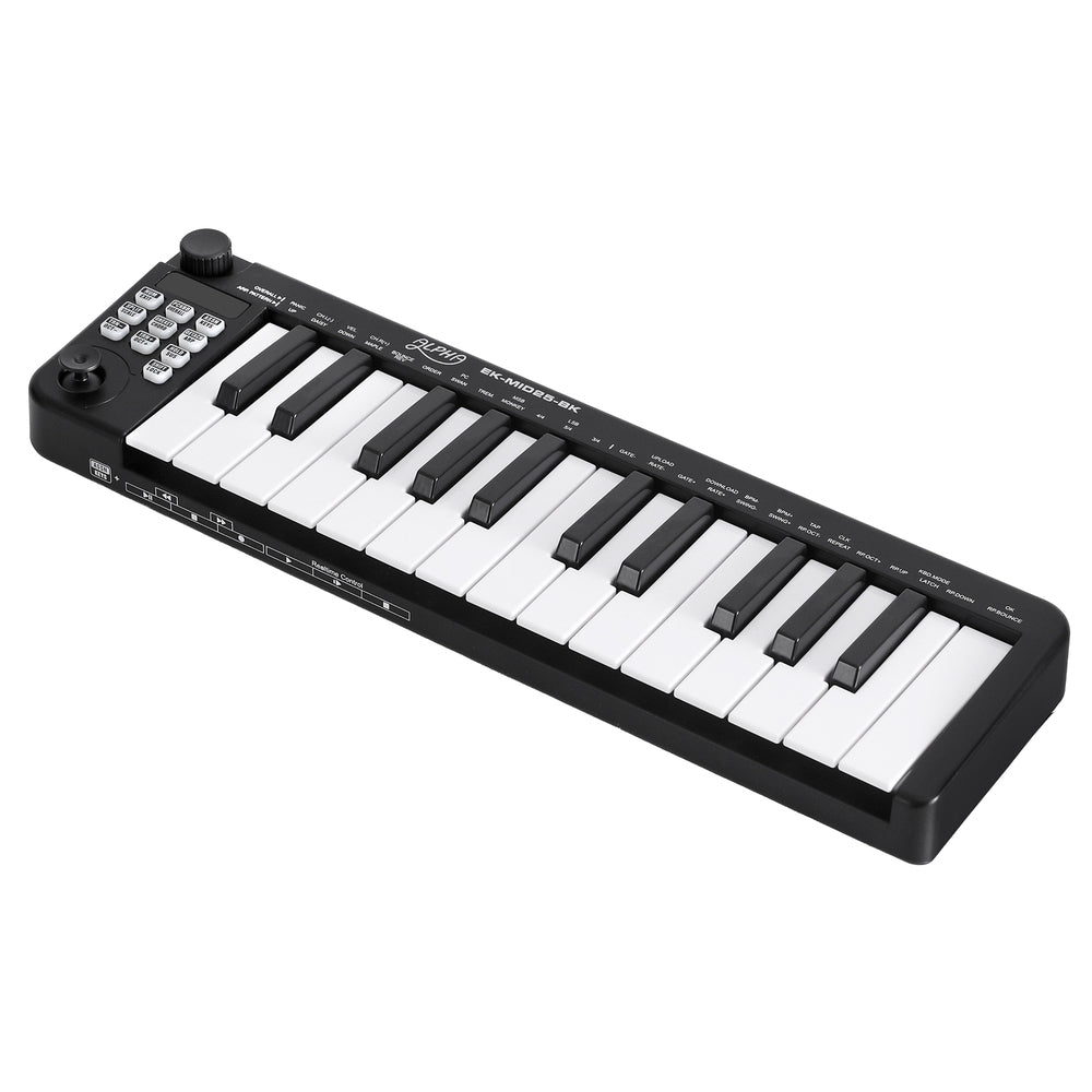 25-Key MIDI Keyboard Controller Portable USB Laptop Black