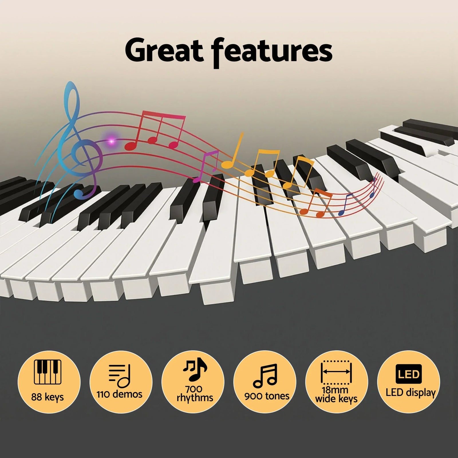 Piano Keyboard 88 Keys Electric Electronic Keyboard Piano Gift Black