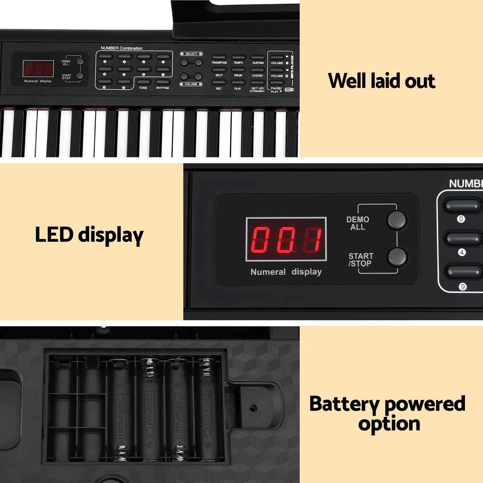 Piano Keyboard 88 Keys Electric Electronic Keyboard Piano Gift Black