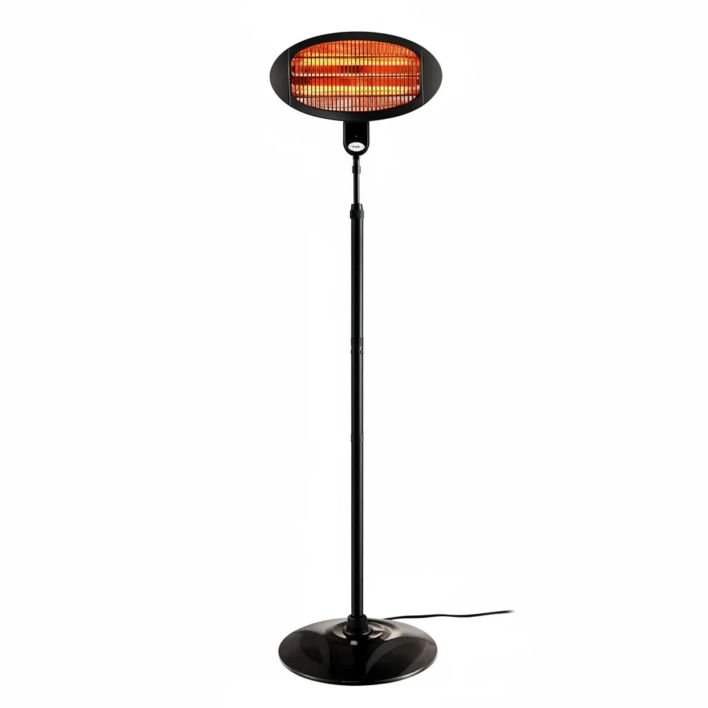 Electric Patio Heater – 2000W, 3 Heat Settings, Adjustable Height, IP34, Black