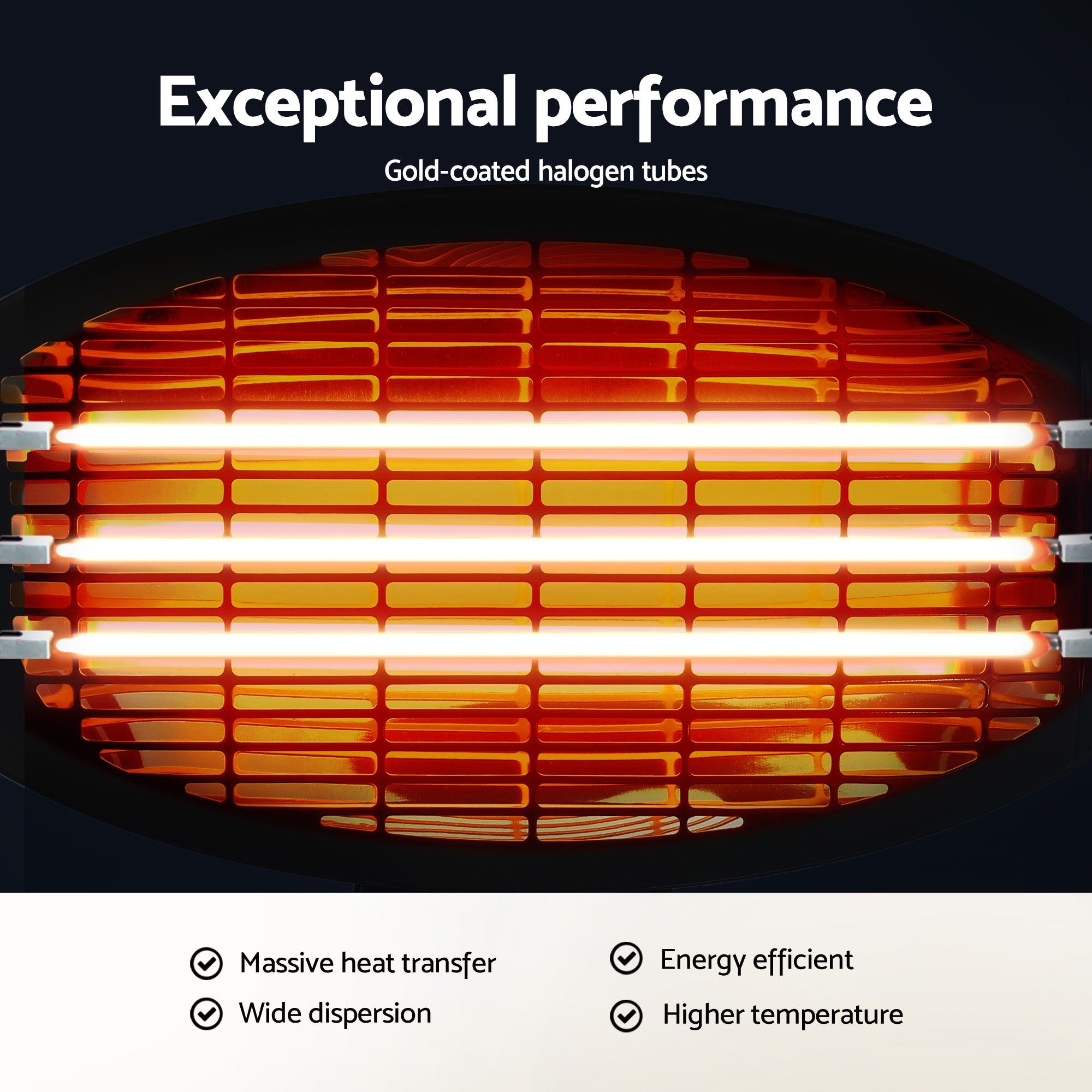 Electric Patio Heater – 2000W, 3 Heat Settings, Adjustable Height, IP34, Black