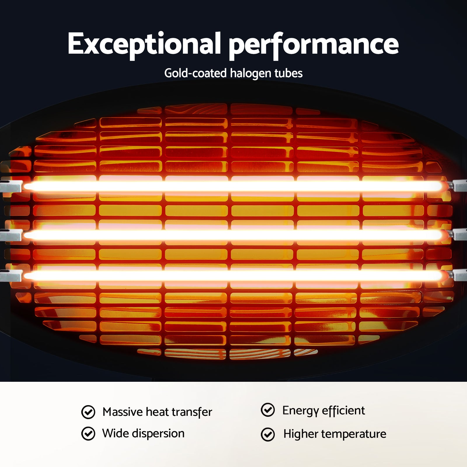 Electric Patio Heater – 2000W, 3 Heat Settings, Adjustable Height, IP34, Black