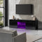 Oikiture 130cm TV Cabinet Black Gloss RGB LED Entertainment Unit 40–49"