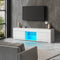 Oikiture 130cm TV Cabinet White Gloss RGB LED Entertainment Unit 40–49"