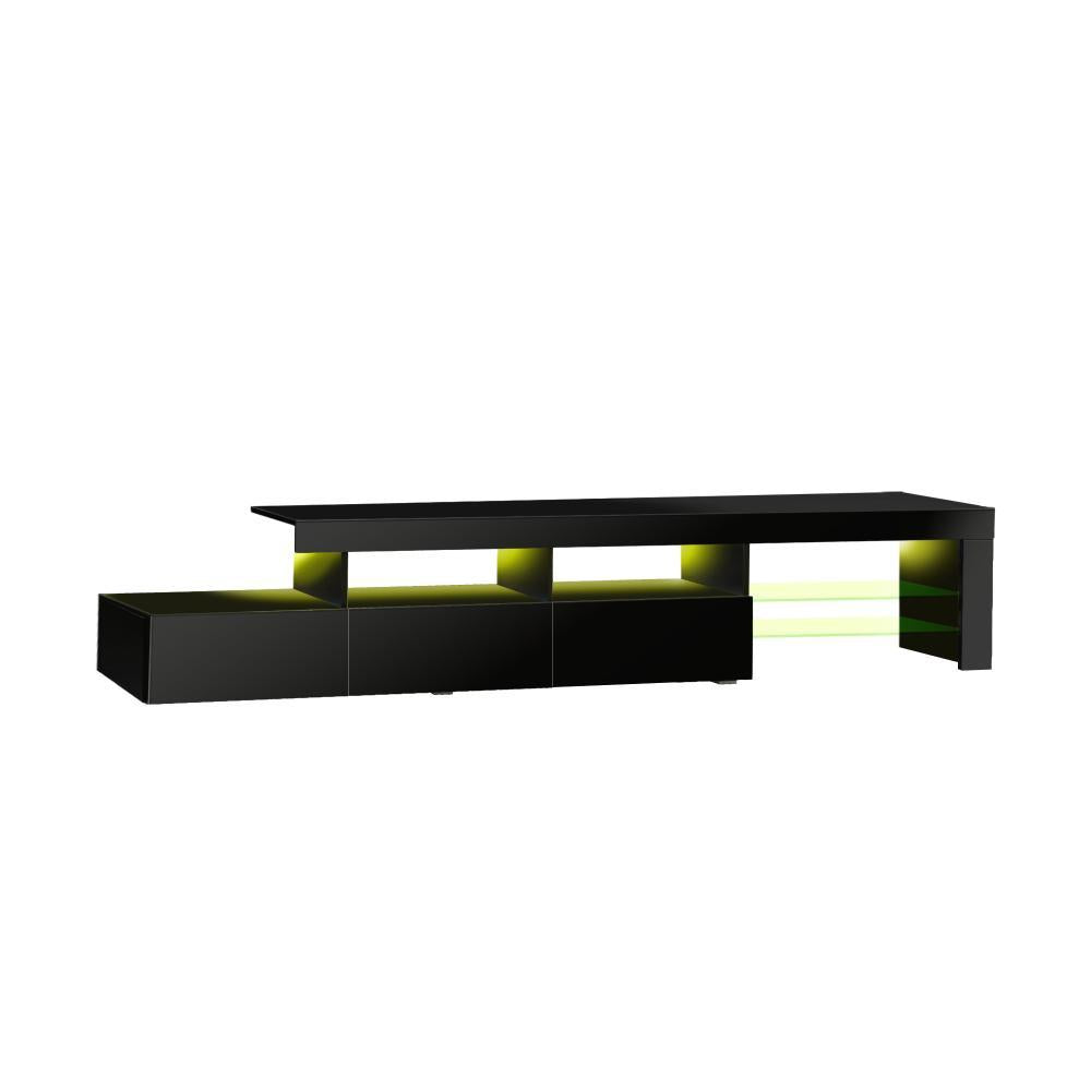 TV Cabinet RGB LED Gloss Black 220cm