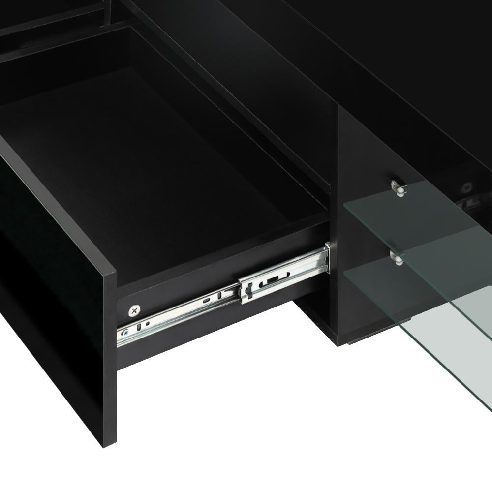 TV Cabinet RGB LED Gloss Black 220cm