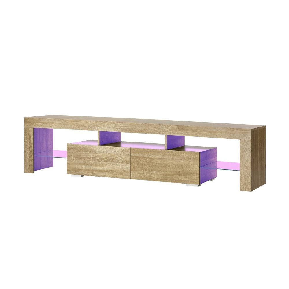 Entertainment Unit TV Cabinet Drawers LED RGB Natural 180cm
