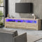 Oikiture TV Cabinet Entertainment Unit Stand RGB LED Oak 180cm