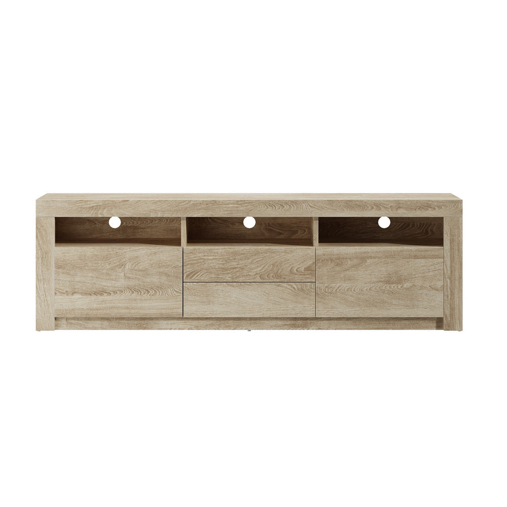 Oikiture TV Cabinet Entertainment Unit Stand RGB LED Oak 180cm